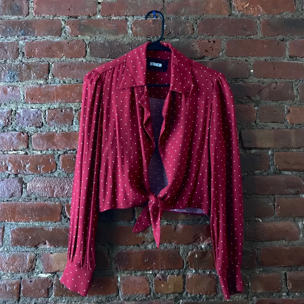 Reformation Polka Dot Tie Top